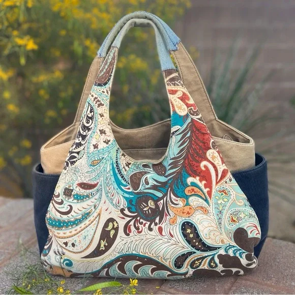 Paisley Multicolor Tote Boho Bag POCKETS POCKETS POCKETS Diaper Bag??? - Picture 2 of 14